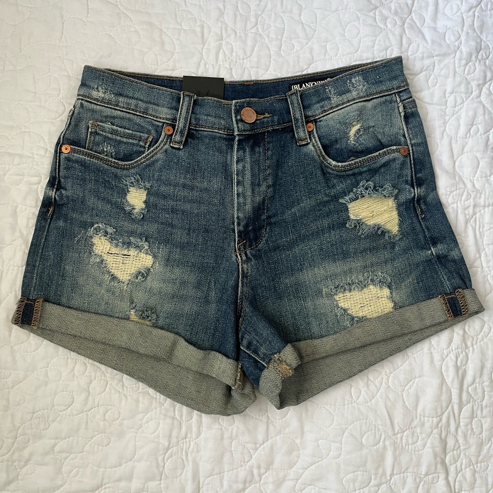 NWT Blank NYC Fulton High Rise Distressed Roll Up Jean Shorts